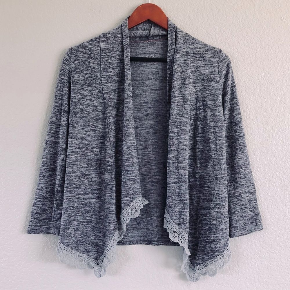 Girls Justice Gray Lace Cardigan Shrug Sweater 7